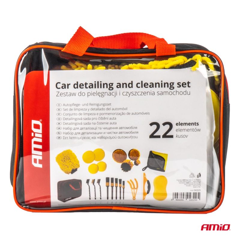 Detailing-sarja auton puhdistukseen 22 osaa AMiO-04329