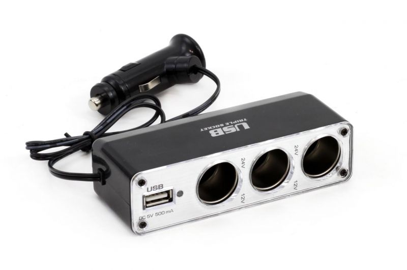 Triple priză brichetă 12/24V cu USB nr. 1