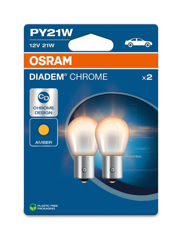 OSRAM 12V PY21W BAU15S diadem chrome oranžová 2ks