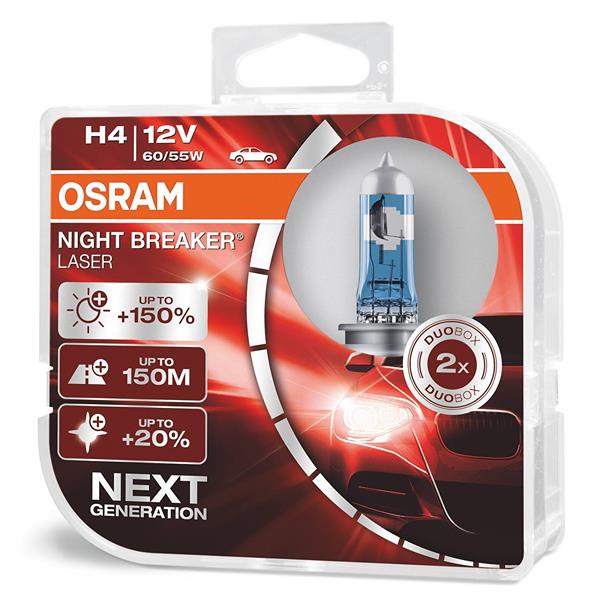 H4 OSRAM Night Breaker Laser +150% BOX 2ks