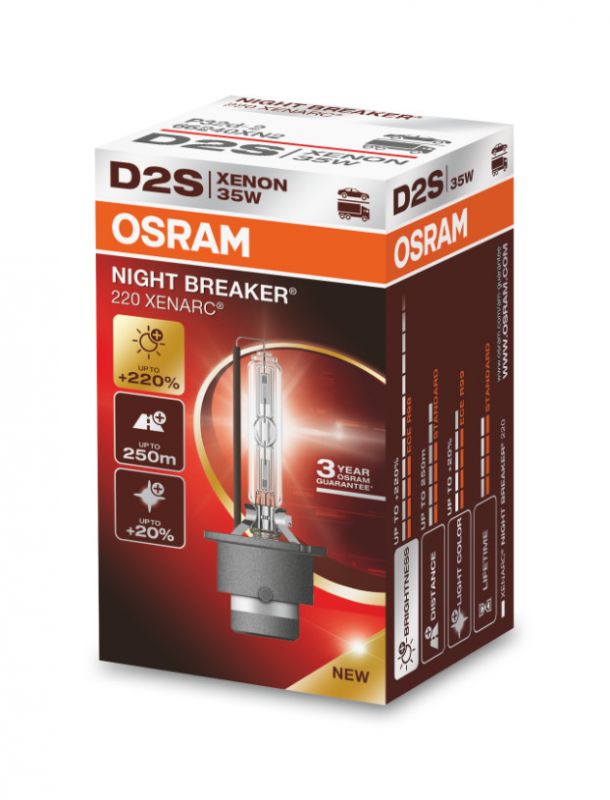 Lâmpada de xenônio Osram D2S 66240XN2 NIGHT BREAKER LASER +220% 1 unidade