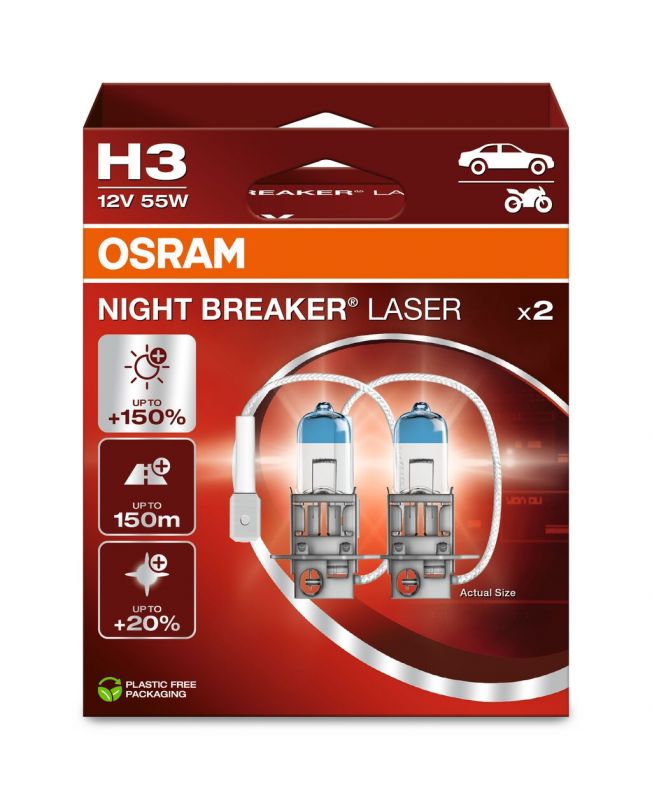 H3 OSRAM Night Breaker Laser +150% BOX 2pz