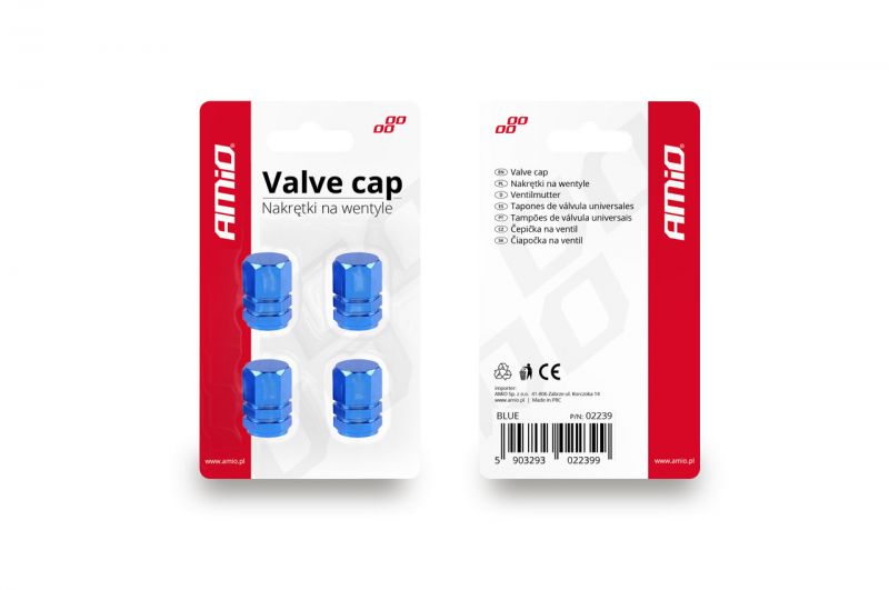Cappucci per valvole in alluminio blu 4 pz