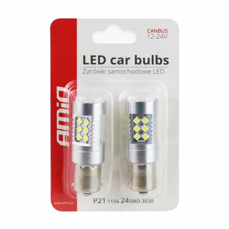 Ampoules LED CANBUS 3030 24SMD 1156 BA15S P21W 12V/24V
