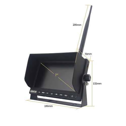 TFT7HDW Monitor 7" zestaw bezprzewodowy, 4-kanałowy, 4split 12/24V