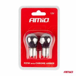 Lampadine alogene cromate per indicatori di direzione P21W BA15s 12V, 2 pz