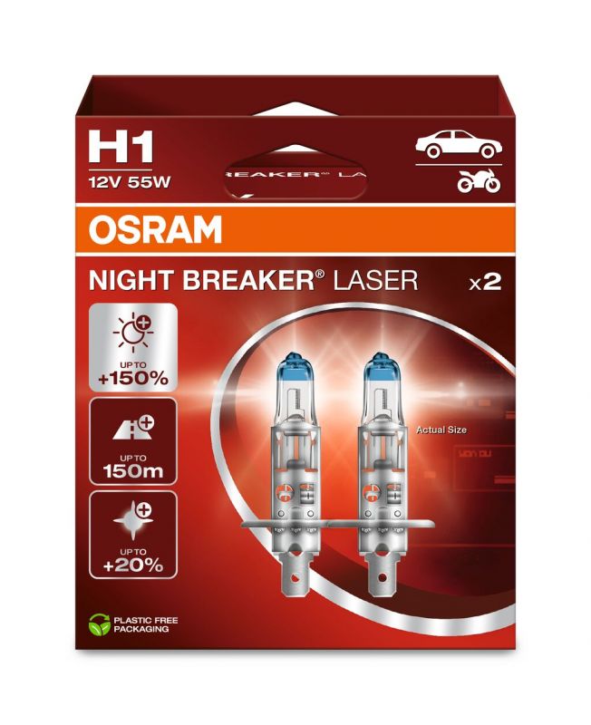 H1 OSRAM Night Breaker Laser +150% BOX 2 kpl