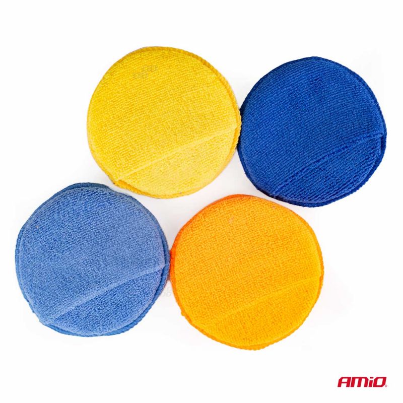 Conjunto de 4 polidores redondos de microfibra com bolso para dedos 125 mm