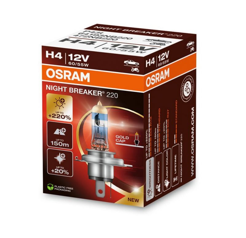 H4 OSRAM Night Breaker Laser +220% 64193NB220 1ks