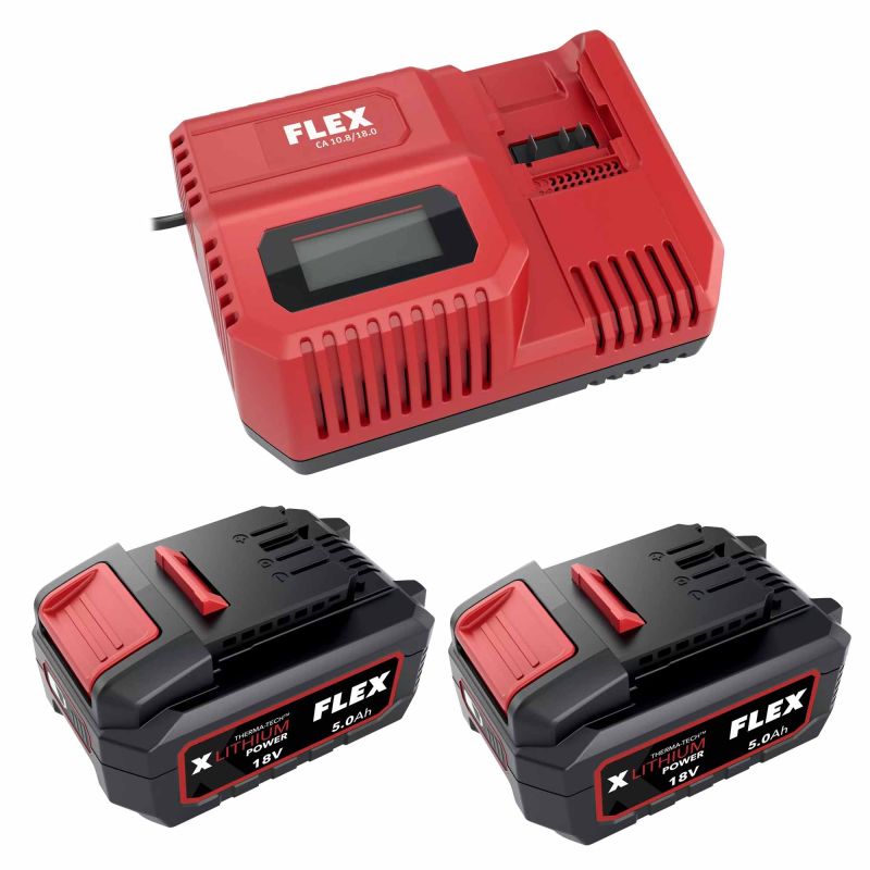 Flex P-Set 55 R - Kit 2x batterie 18V 5,0 Ah + chargeur rapide 12/18V