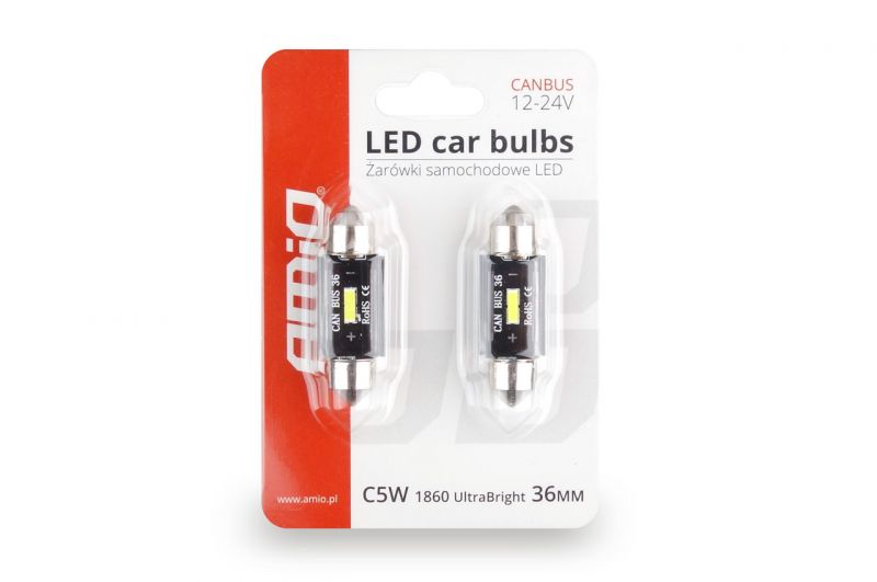 Bombillas LED CANBUS 1 SMD UltraBright 1860 Festoon techo 36mm Blanco 12V/24V