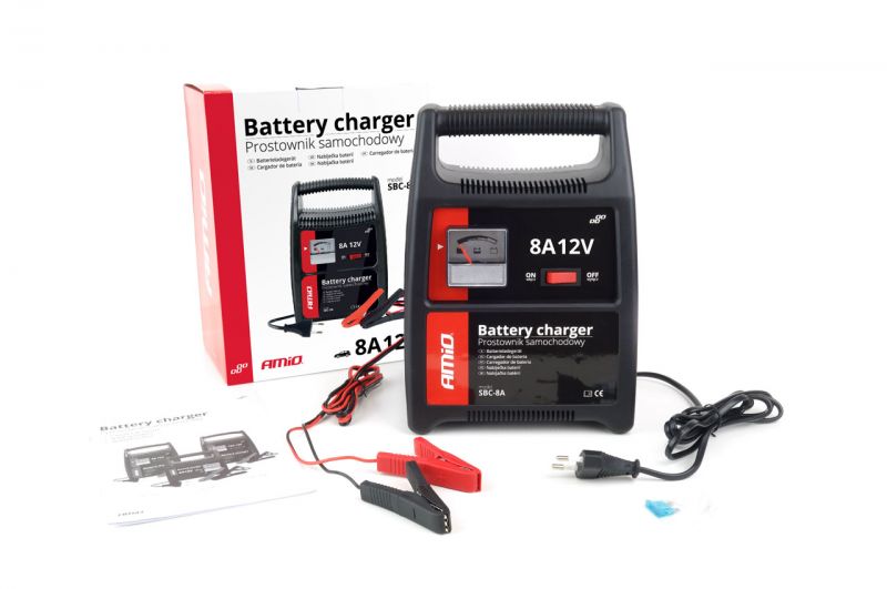 Nabíječka autobaterií AMiO 8A, 12V SBC-8A