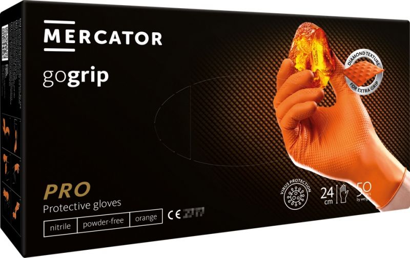 Guanti in nitrile GoGrip arancioni taglia XL, 50 pz