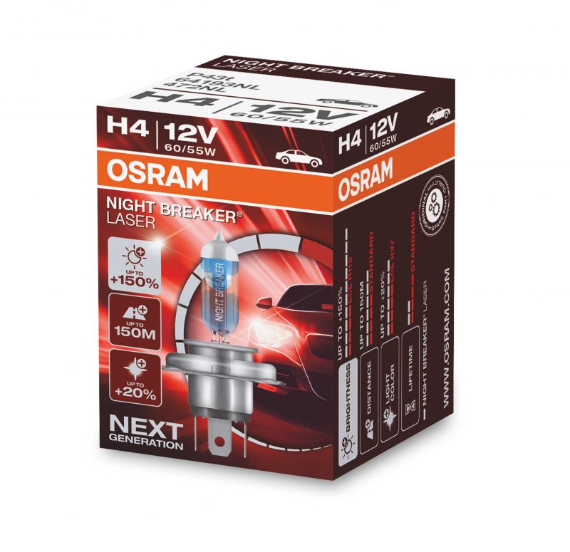 H4 OSRAM Night Breaker Laser +150% 1 kos