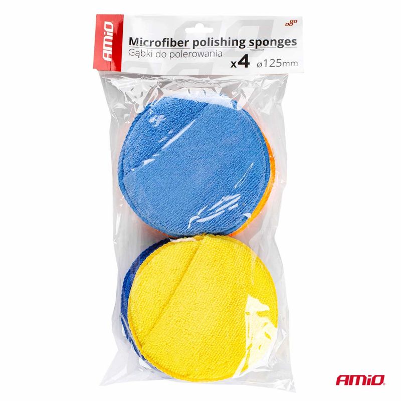 Conjunto de 4 polidores redondos de microfibra com bolso para dedos 125 mm