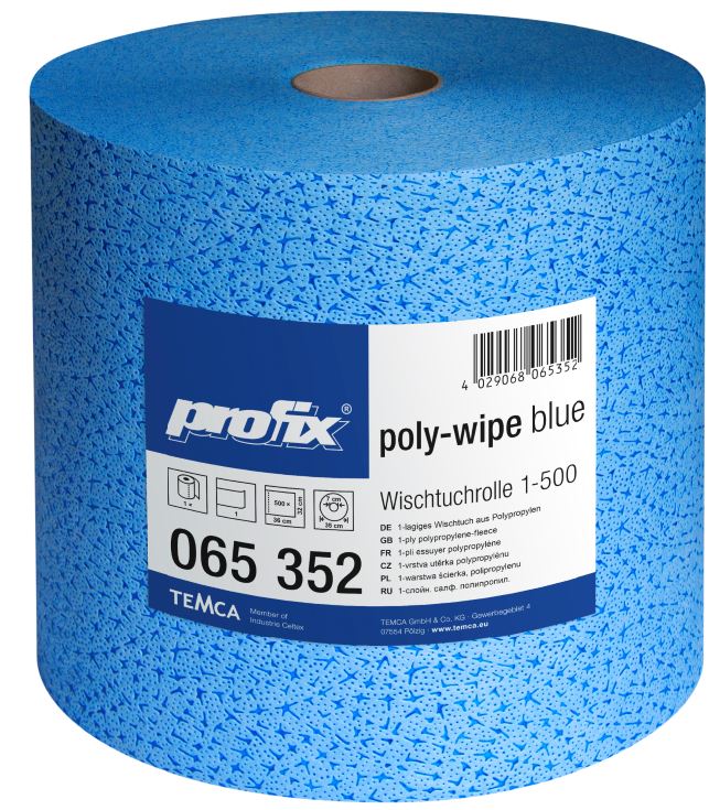 PROFIX POLY WIPE Plus - Pano de limpeza industrial não tecido azul; 500 folhas