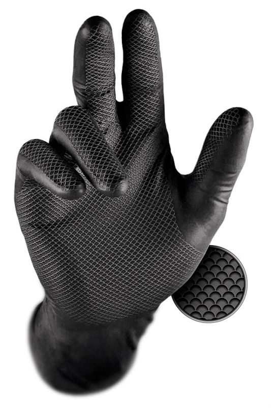 Grippaz 246A Protiskluzové nitrilové rukavice černé velikost XL/10 - 50ks