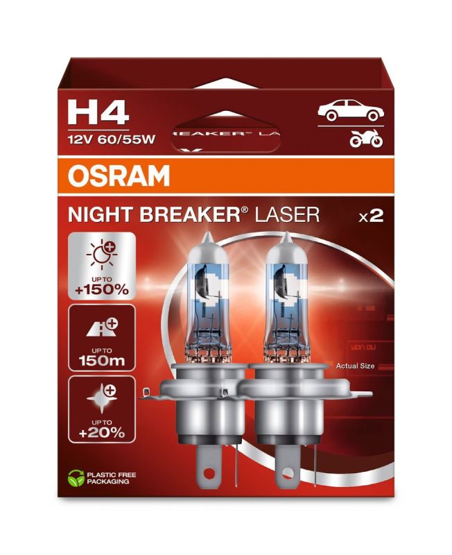 H4 OSRAM  Night Breaker Laser +150% BOX 2ks