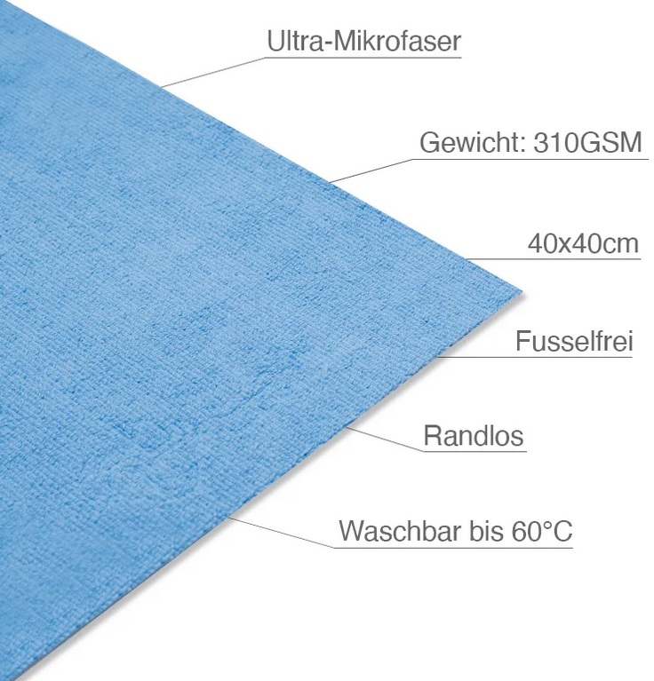 5er Set Mikrofasertücher Liquid Elements: Value, 310GSM, 40x40cm