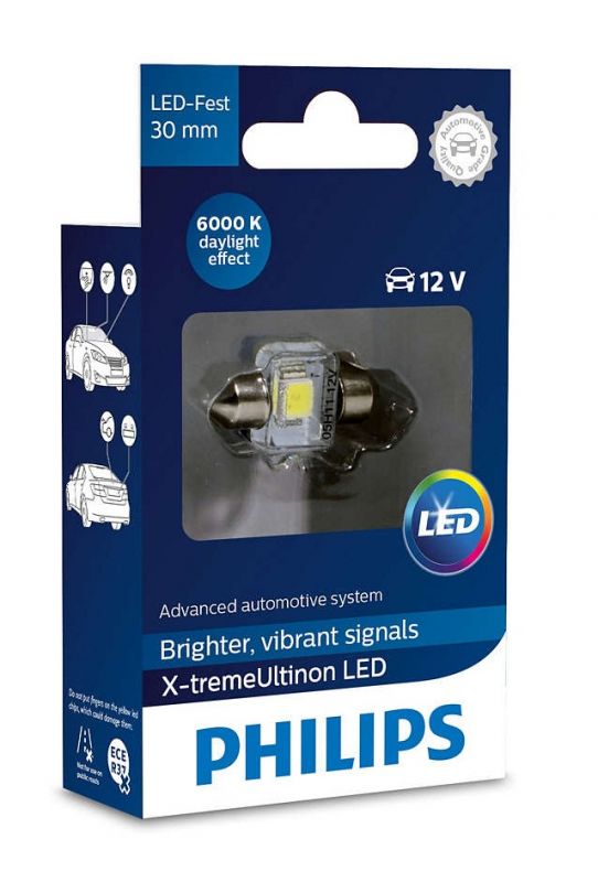 PHILIPS C5W X-tremeVision 12V 1W LED 6000K - 30mm