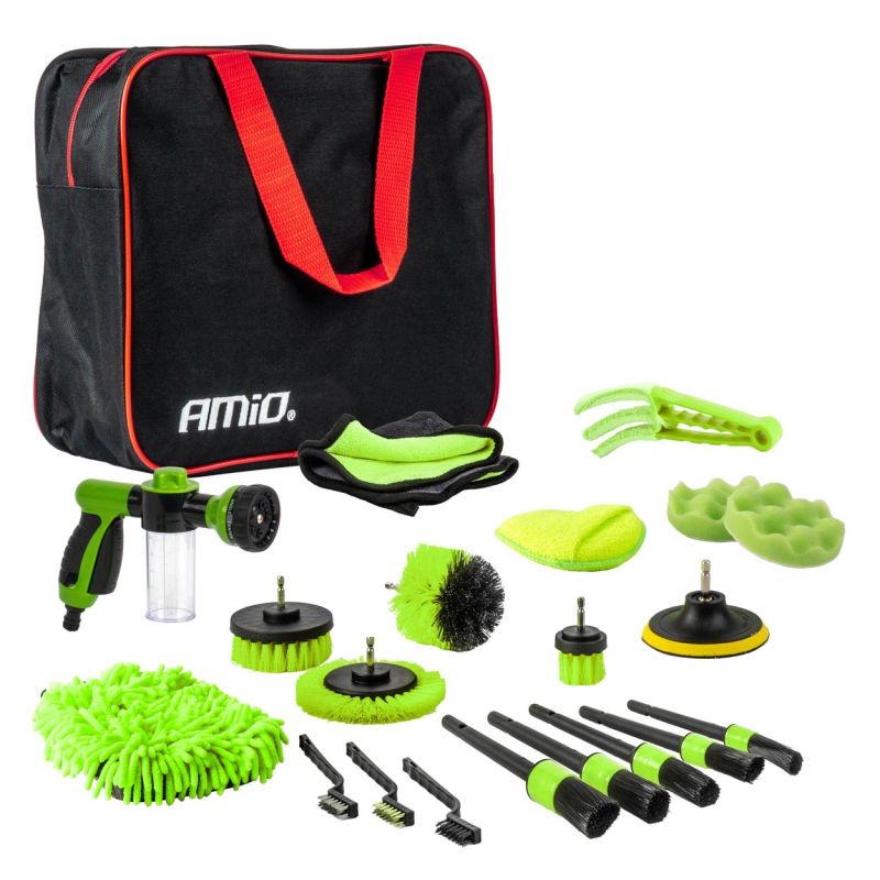 Detailing set voor het reinigen van de auto 21-delig AMiO-04330