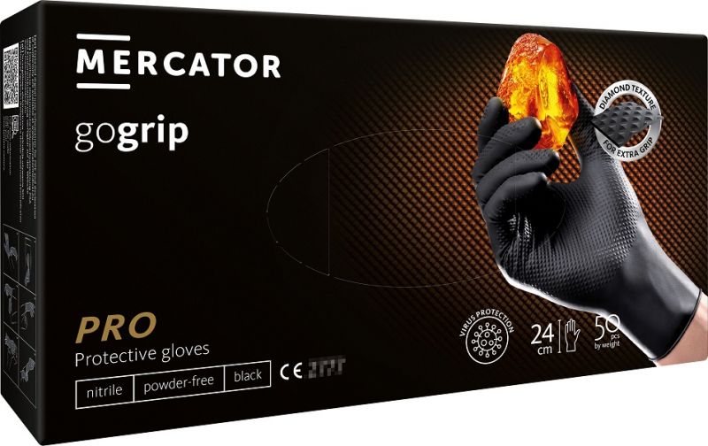 Guantes de nitrilo GoGrip negros talla XL, 50 uds
