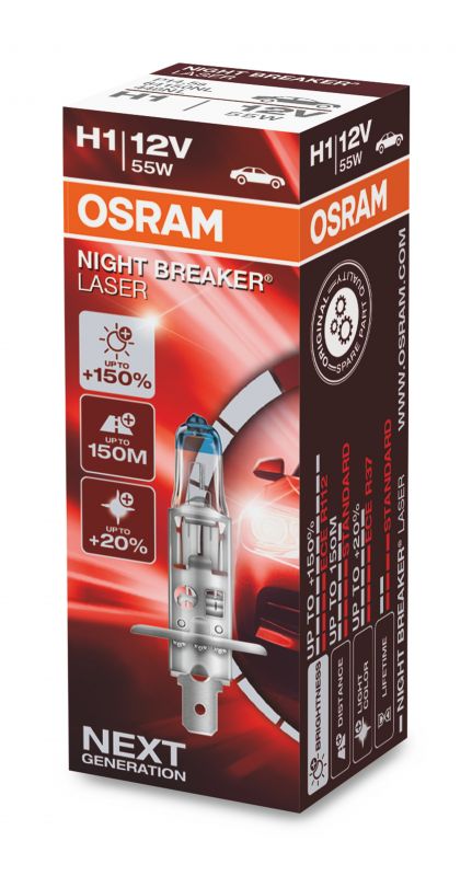 H1 OSRAM Night Breaker Laser +150% 1kpl