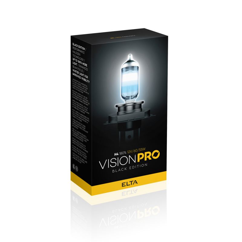 ELTA H4 12V 60/55W VISION PRO 180% Black Edition BOX 2 unidades