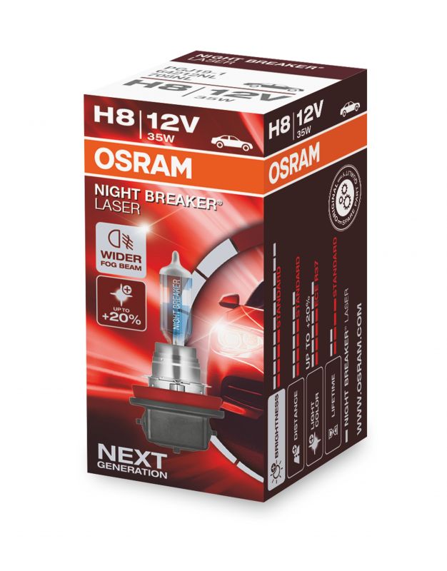 H8 OSRAM Night Breaker Laser +150% 1 unidade