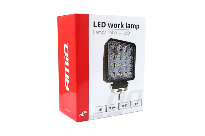 LED pracovné svetlo 16x LED AWL05 EMC 108x108 48W FLAT 9-60V