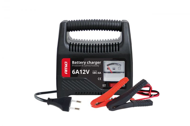 AMiO Auton ja moottoripyörien akkulaturi 6A, 12V SBC-6A