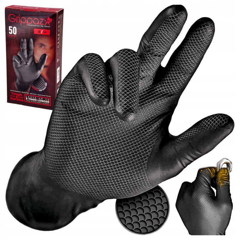 Grippaz 246A Protiskluzové nitrilové rukavice černé velikost XL/10 - 50ks